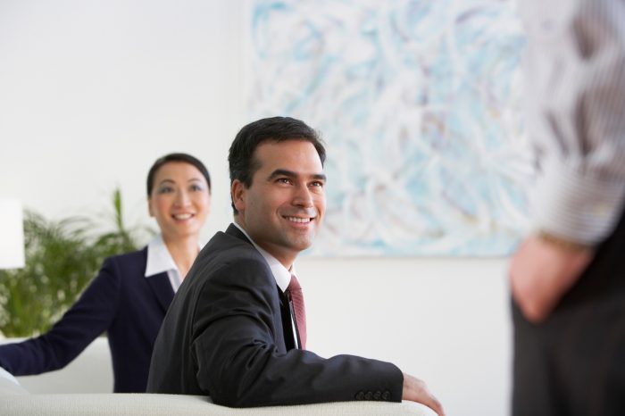 business colleagues in a lobby area