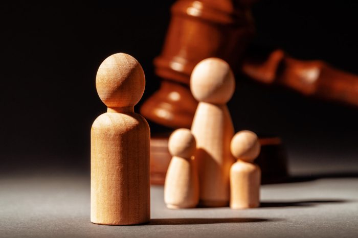 wooden toy family and judge mallet family divorce